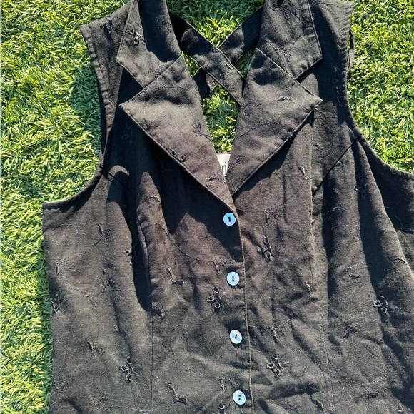 Vintage 90s Sheri Martin Black Eyelet Dress - Picture 2 of 7